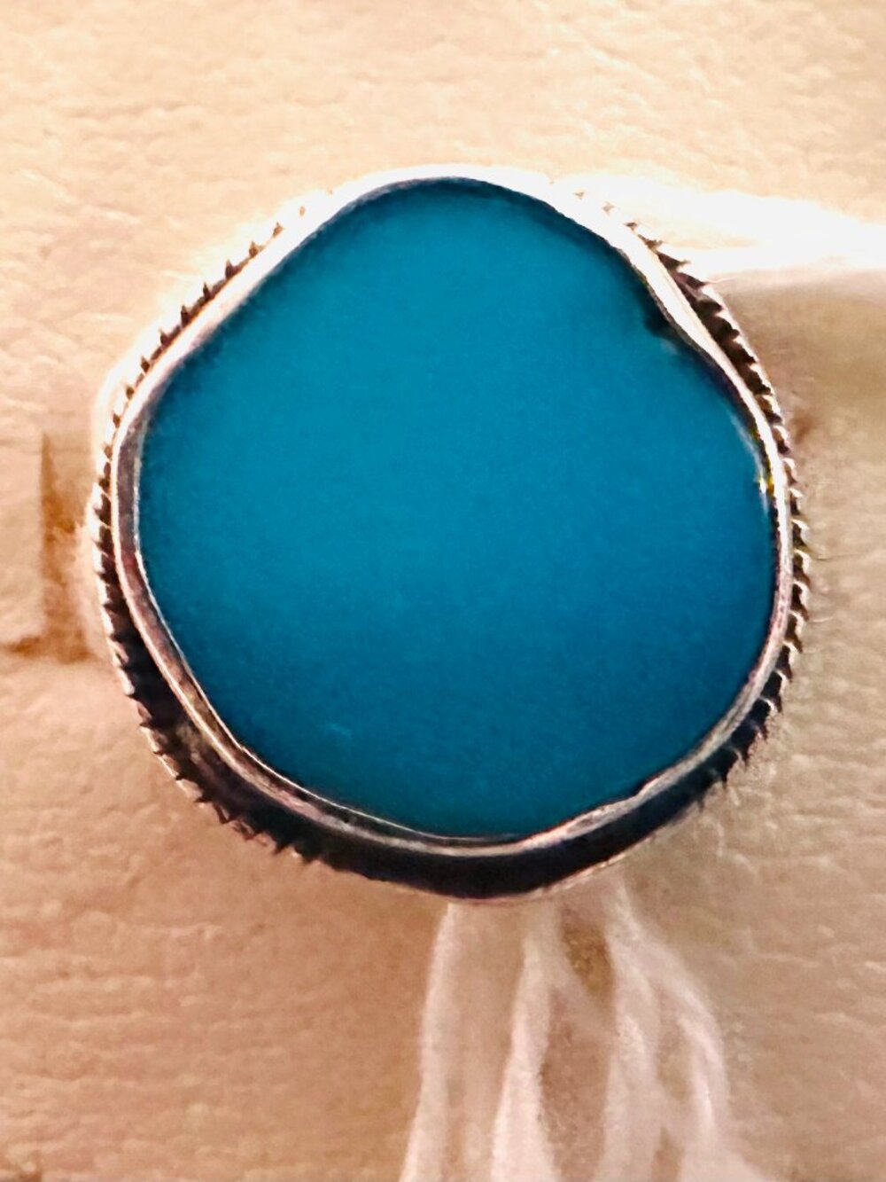 New Beautiful Round Turquoise Stone in Simple Sterling Silver Band